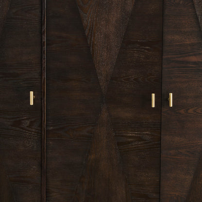 Brianna Concave 3 Door Wardrobe with Drawers - Walnut - DUSK