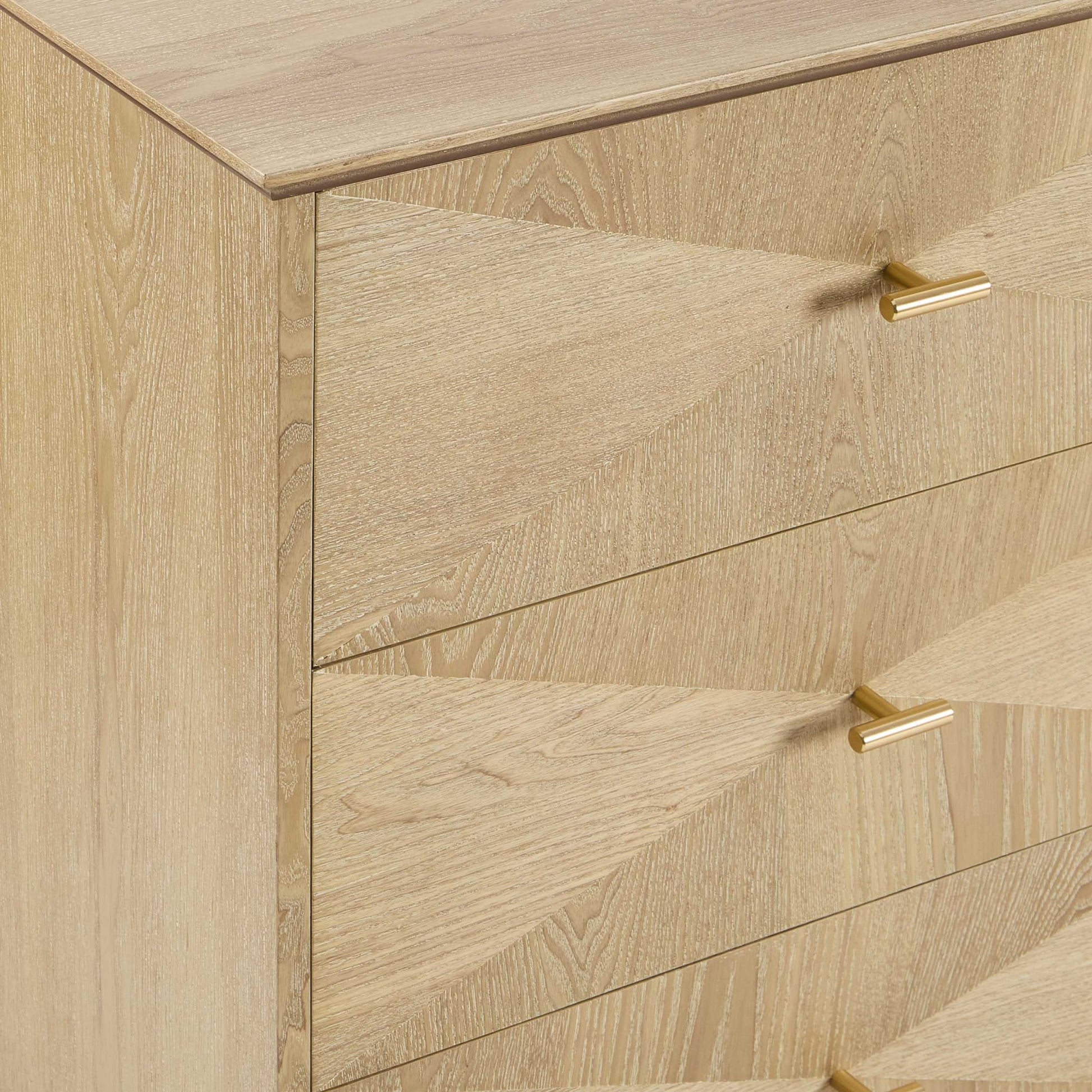 Brianna Concave 6 Drawer Chest - Light Wood - DUSK