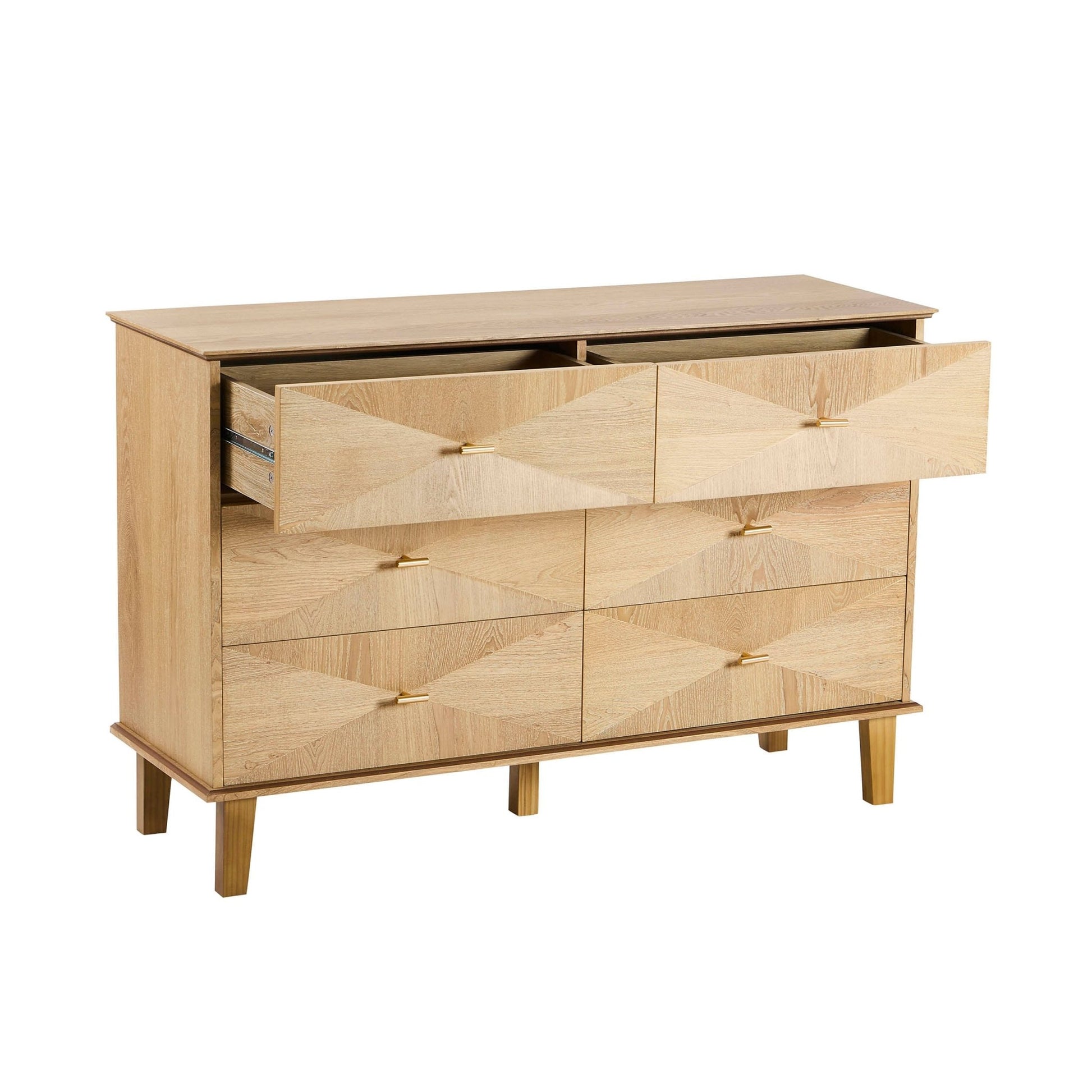 Brianna Concave 6 Drawer Chest - Light Wood - DUSK