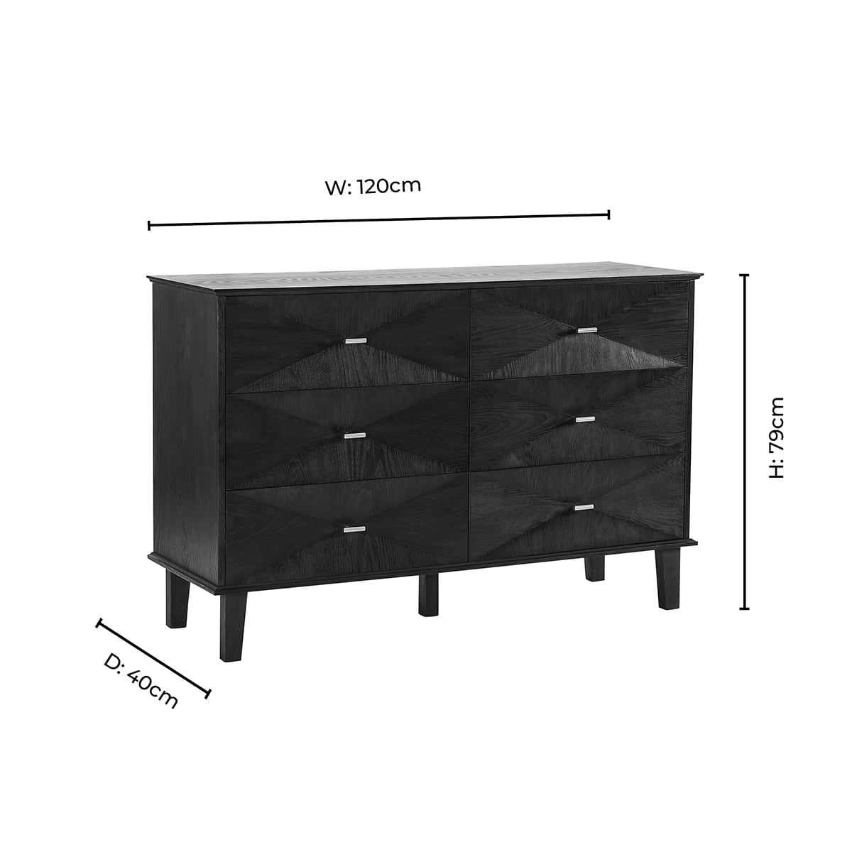 Brianna Concave 6 Drawer Chest - Light Wood - DUSK