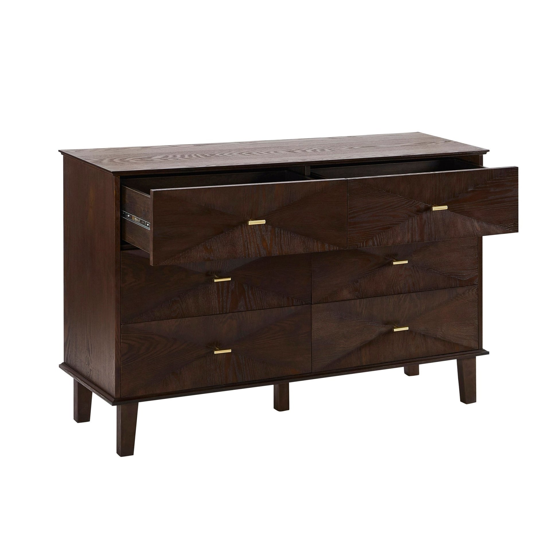 Brianna Concave 6 Drawer Chest - Walnut - DUSK
