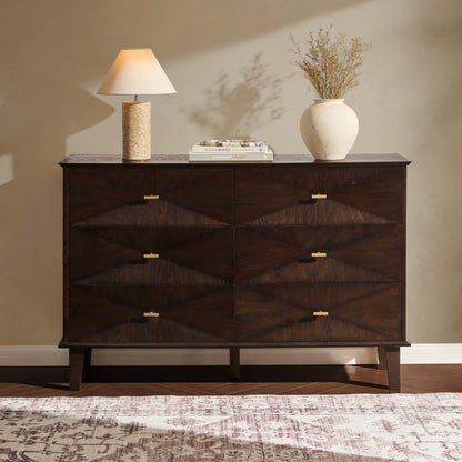 Brianna Concave 6 Drawer Chest - Walnut - DUSK