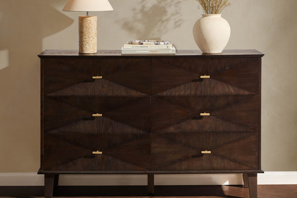 Brianna Concave 6 Drawer Chest - Walnut - DUSK