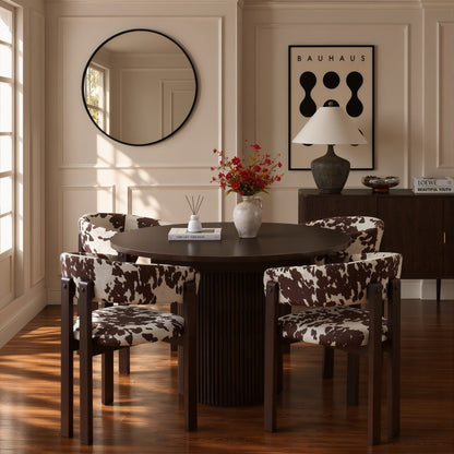 Bridget Set of 2 Dining Chairs - Brown Cow Print - DUSK