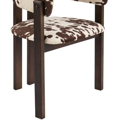 Bridget Set of 2 Dining Chairs - Brown Cow Print - DUSK