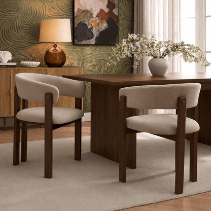 Bridget Set of 2 Dining Chairs - Chenille Oatmeal - DUSK