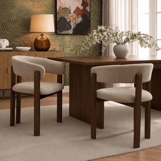 Bridget Set of 2 Dining Chairs - Chenille Oatmeal - DUSK