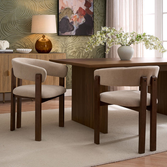 Bridget Set of 2 Dining Chairs - Chenille Oatmeal - DUSK