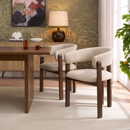 Bridget Set of 2 Dining Chairs - Chenille Oatmeal - DUSK