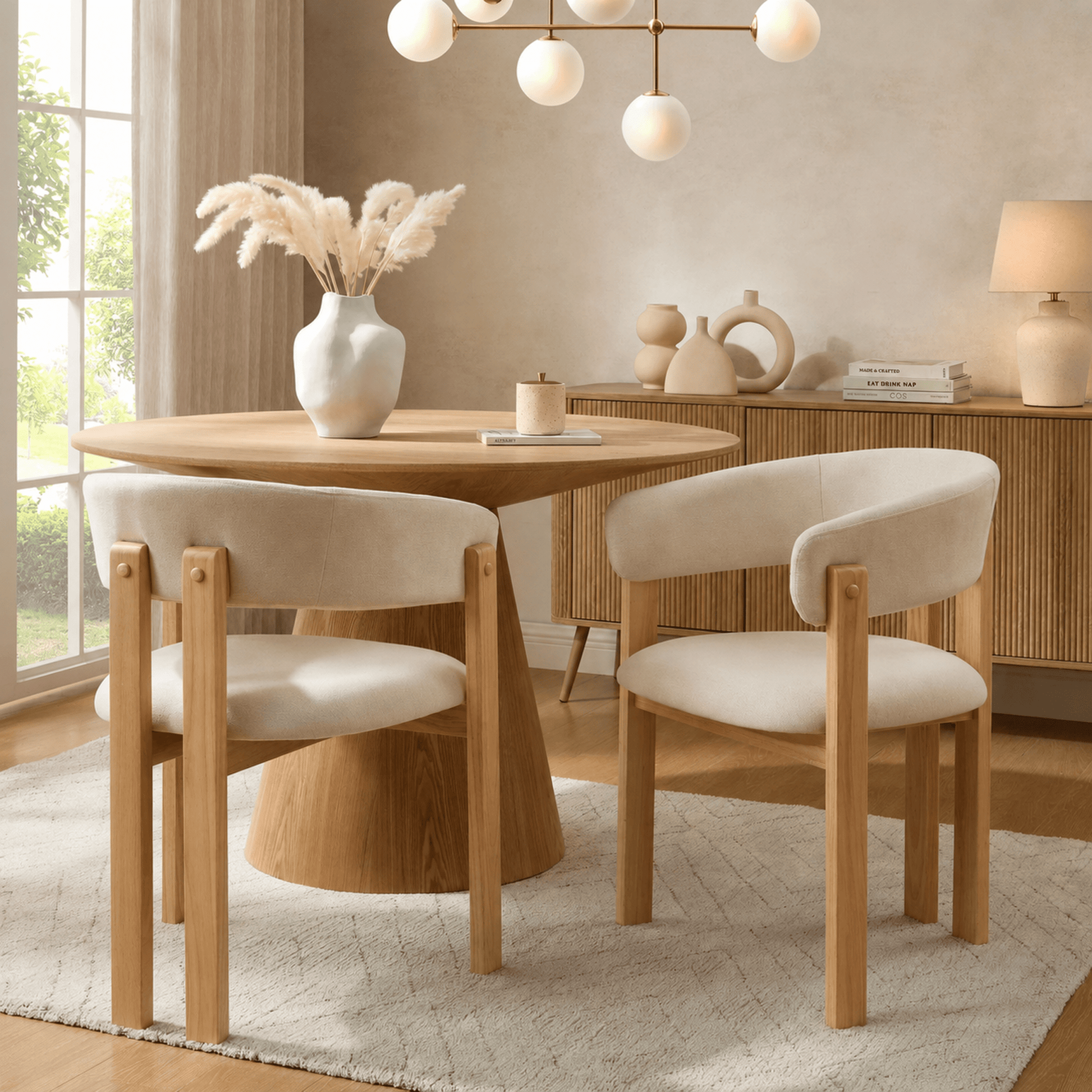 Bridget Set of 2 Dining Chairs - Cream Linen - DUSK