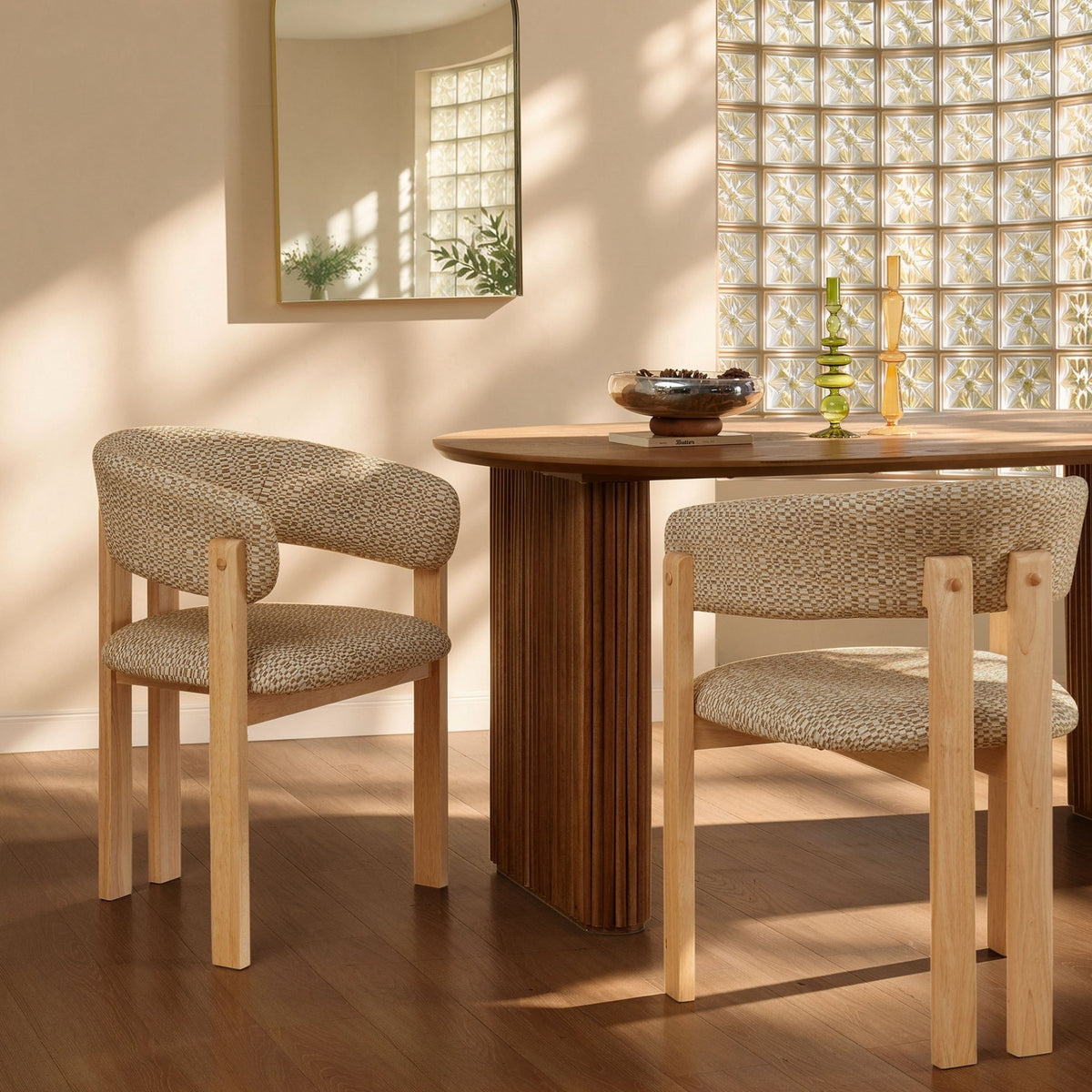 Bridget Set of 2 Dining Chairs - Geo Mustard - DUSK