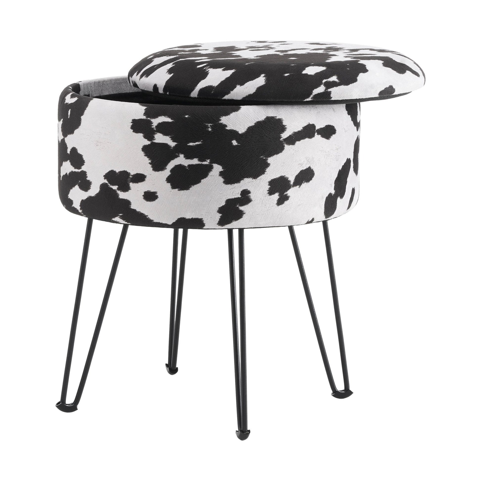 Brighton Hairpin Stool - Cow Print - DUSK