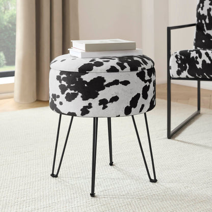 Brighton Hairpin Stool - Cow Print - DUSK