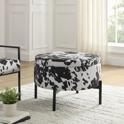 Bristol Pouffe - Cow Print - DUSK