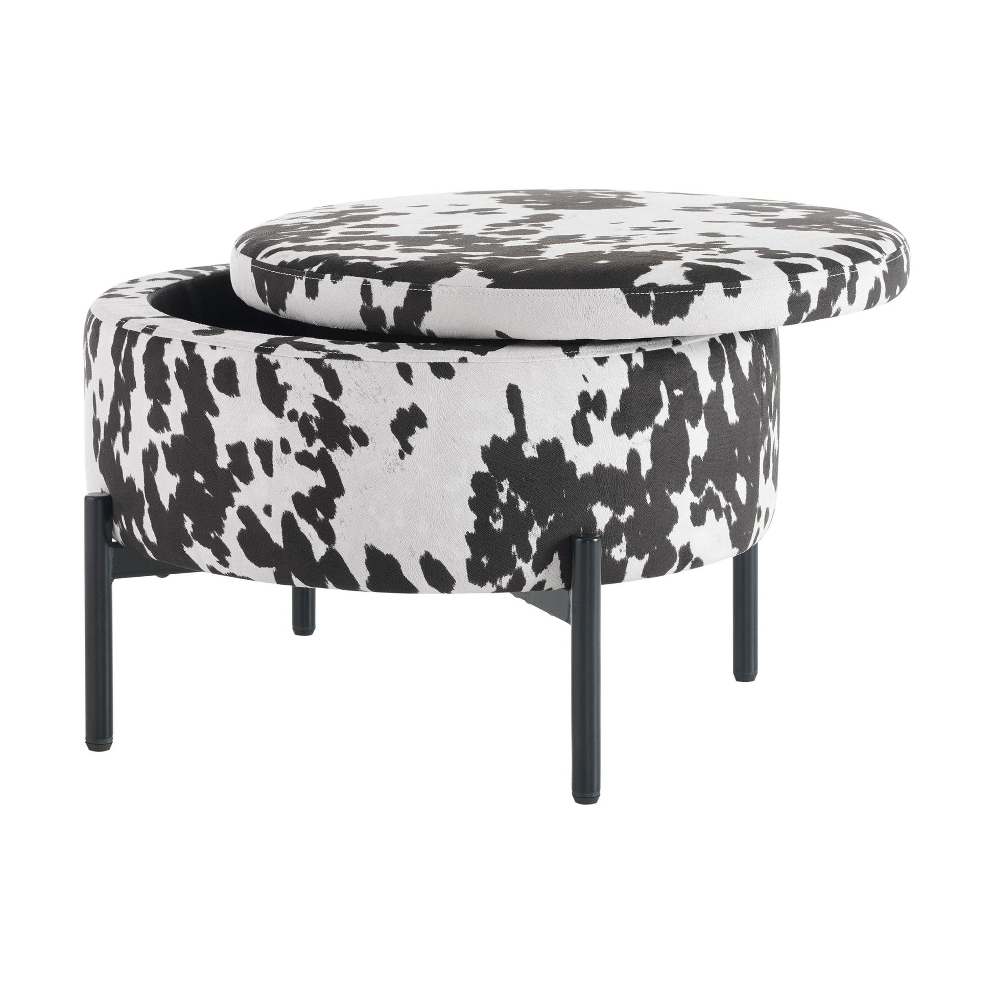 Bristol Pouffe - Cow Print - DUSK