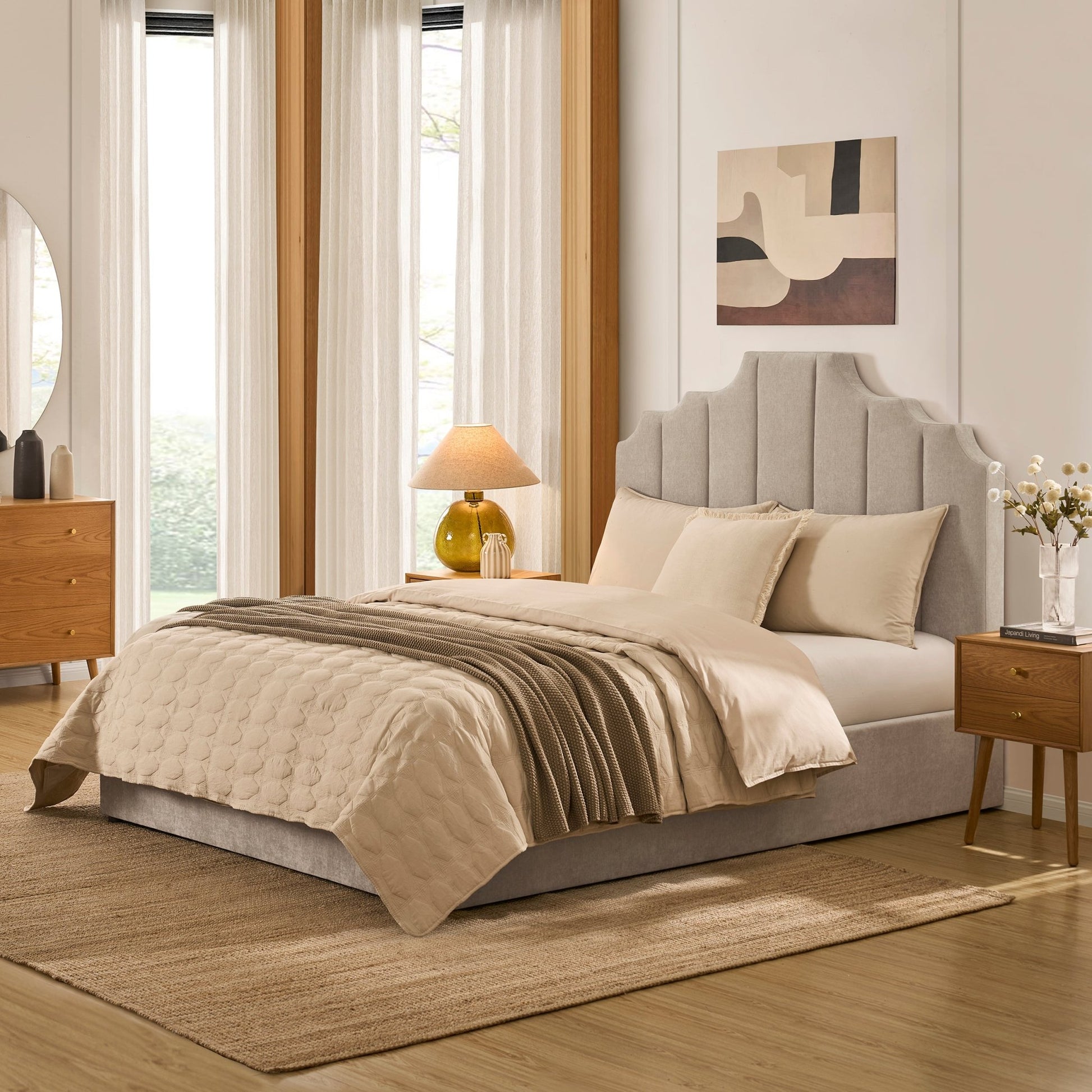 Bronte Ottoman Storage Bed - Chenille Light Grey - DUSK