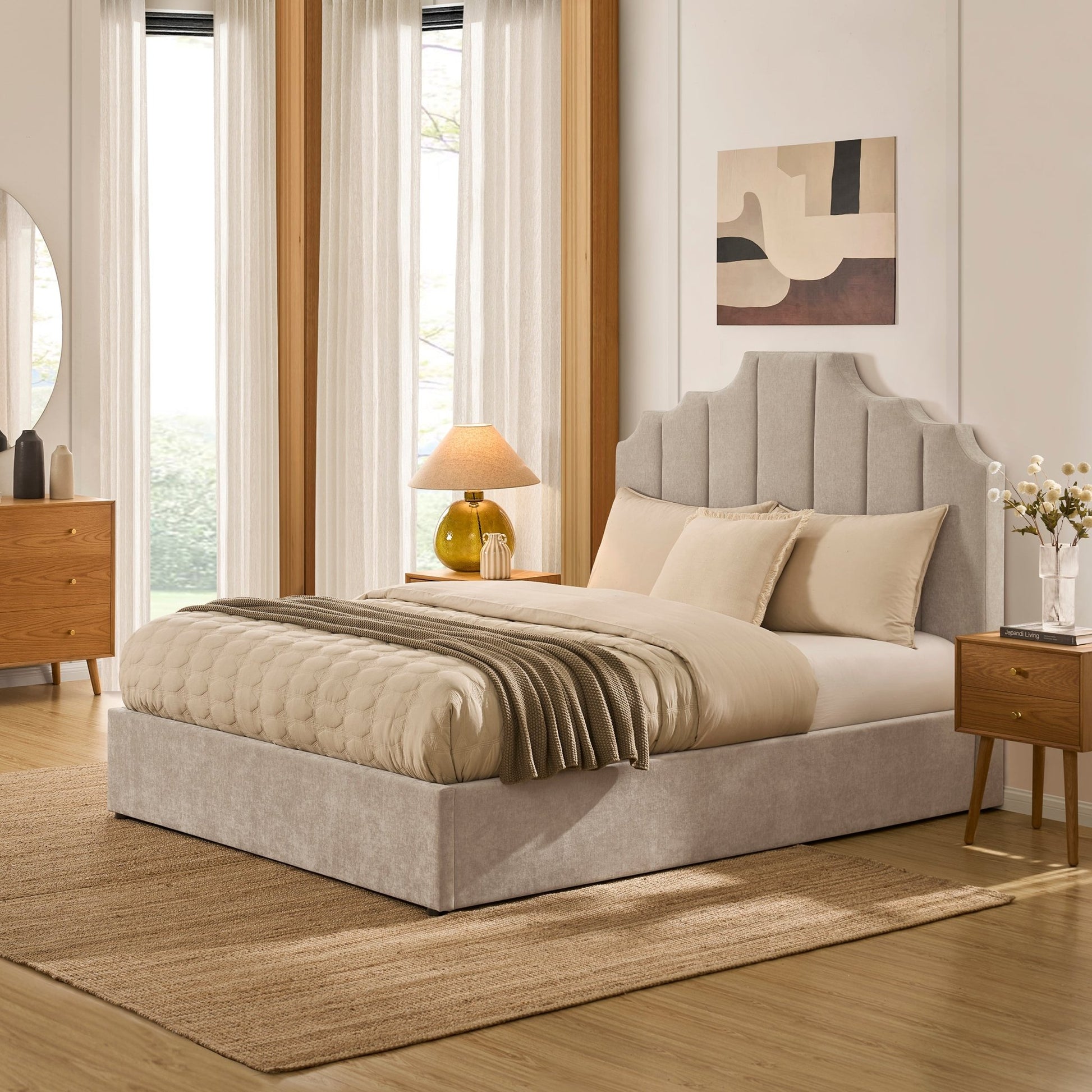 Bronte Ottoman Storage Bed - Chenille Light Grey - DUSK