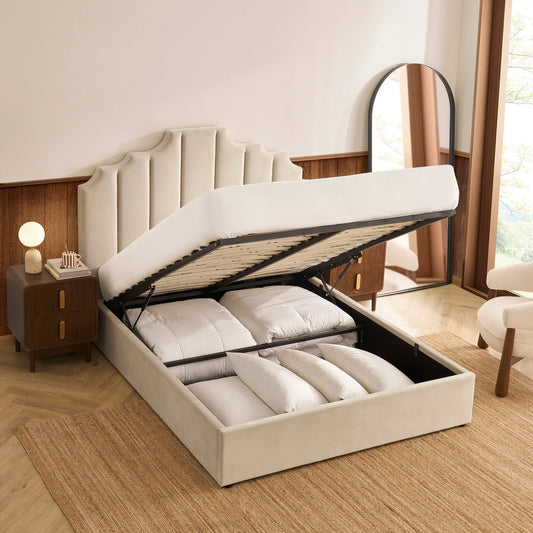 Bronte Ottoman Storage Bed - Ecru - DUSK