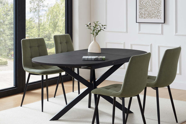 Brooke Oval Extendable 4 - 8 Seater Dining Table - Black - DUSK