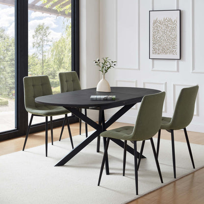 Brooke Oval Extendable 4 - 8 Seater Dining Table - Black - DUSK