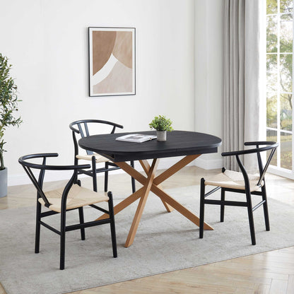 Brooke Oval Extendable 4 - 8 Seater Dining Table - Black/Wood - DUSK