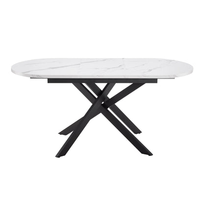 Brooke Oval Extendable 4 - 8 Seater Dining Table - Stone/Black - DUSK