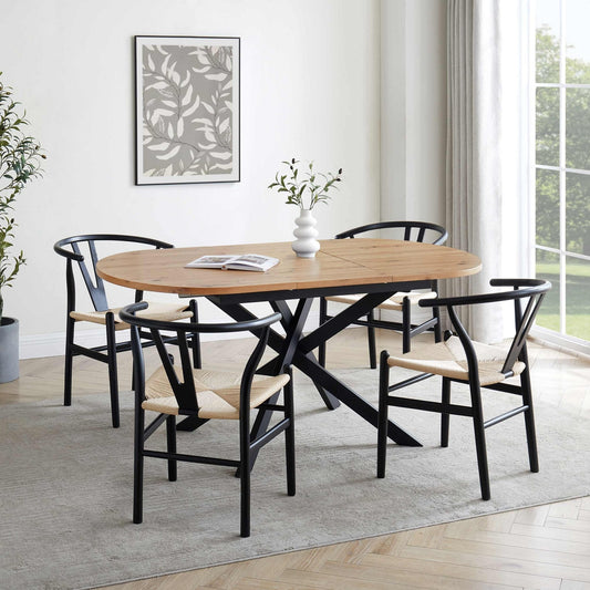 Brooke Oval Extendable 4 - 8 Seater Dining Table - Wood/Black - DUSK