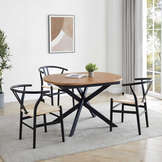 Brooke Oval Extendable 4 - 8 Seater Dining Table - Wood/Black - DUSK