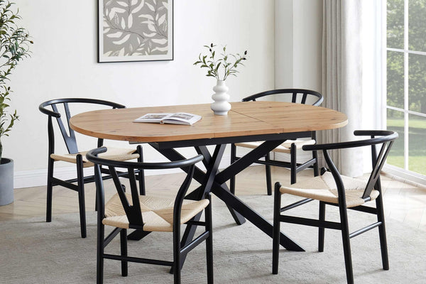 Brooke Oval Extendable 4 - 8 Seater Dining Table - Wood/Black - DUSK