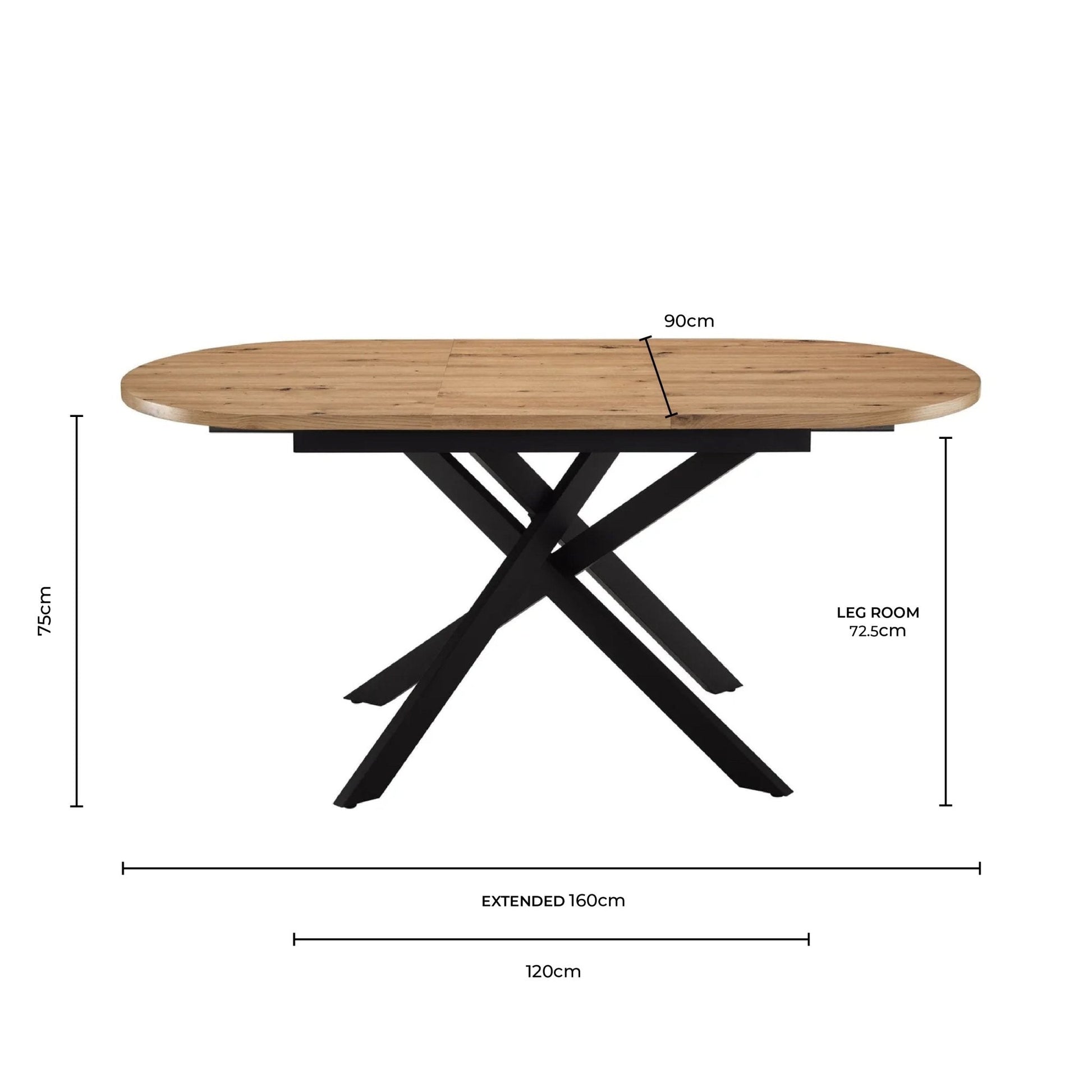 Brooke Oval Extendable 4 - 8 Seater Dining Table - Wood/Black - DUSK