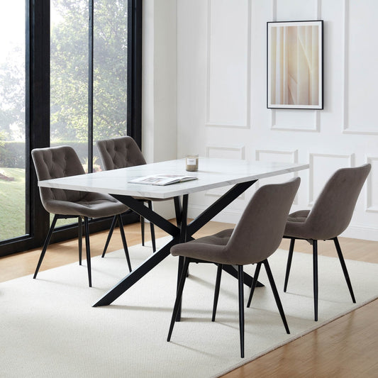 Brooke Rectangle 4 - 6 Seater Dining Table - Stone/Black - DUSK