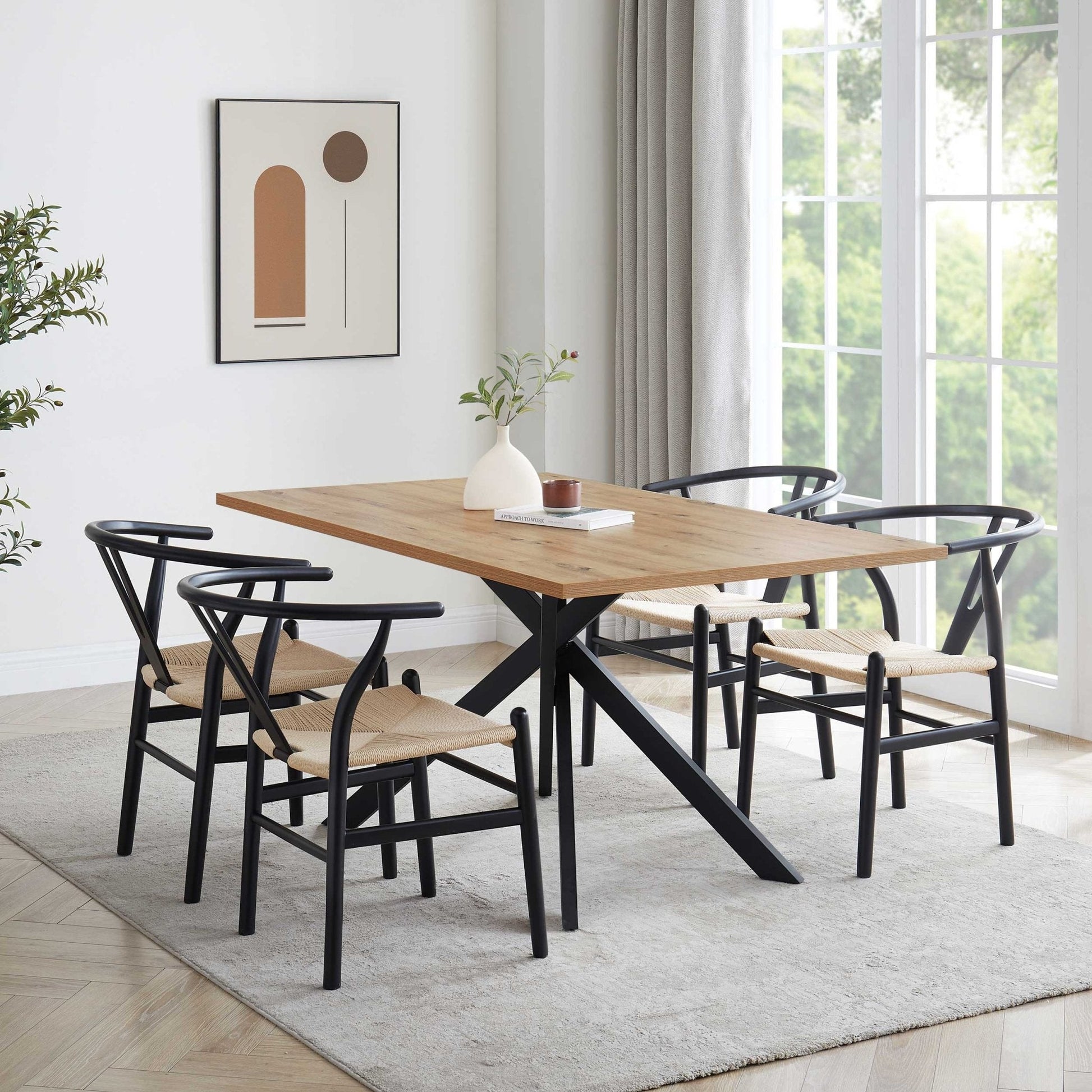 Brooke Rectangle 4 - 6 Seater Dining Table - Wood/Black - DUSK