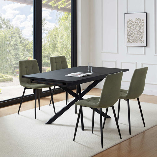 Brooke Rectangle Extendable 6 - 10 Seater Dining Table - Black - DUSK