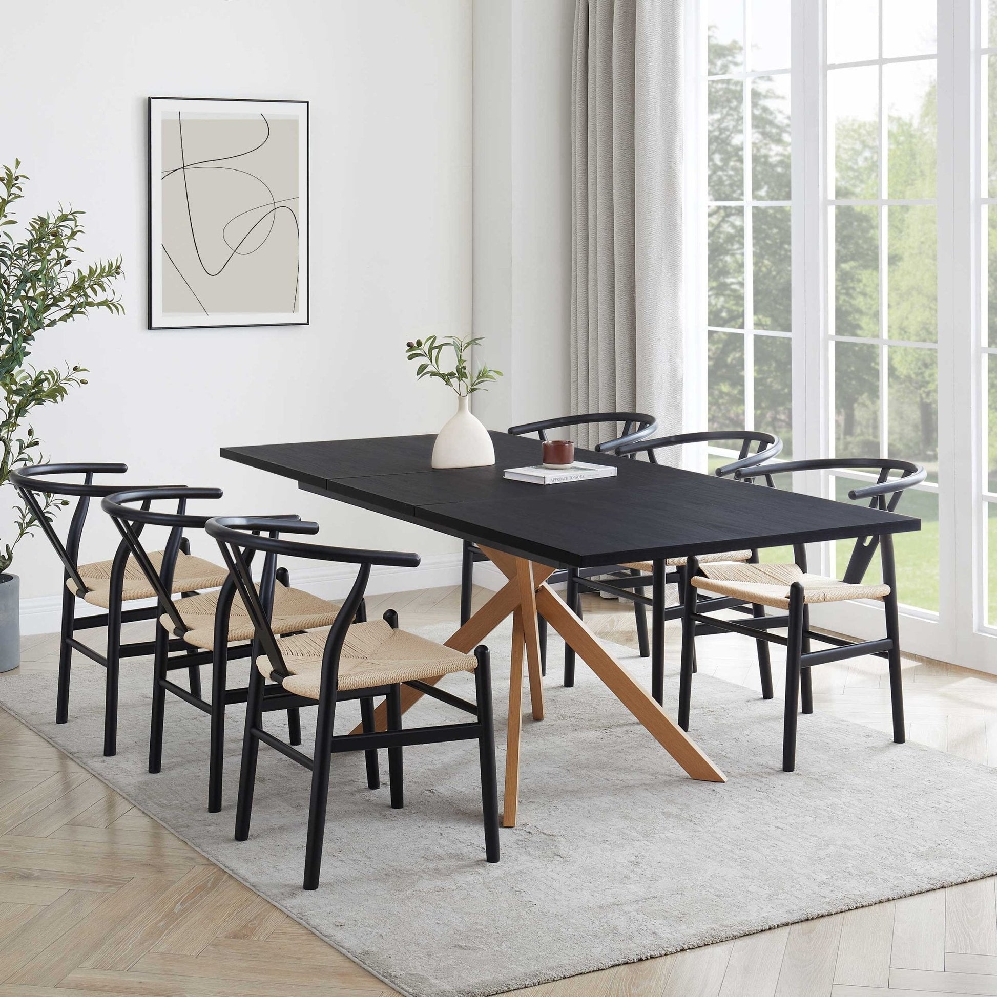 Brooke Rectangle Extendable 6 - 10 Seater Dining Table - Black/Wood - DUSK