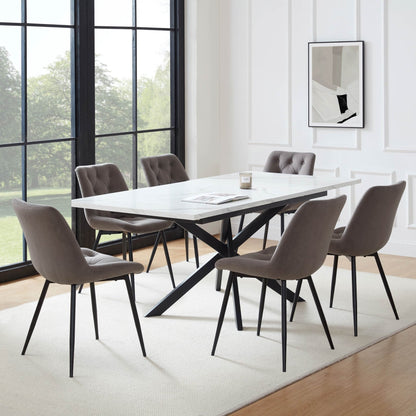 Brooke Rectangle Extendable 6 - 10 Seater Dining Table - Stone/Black - DUSK