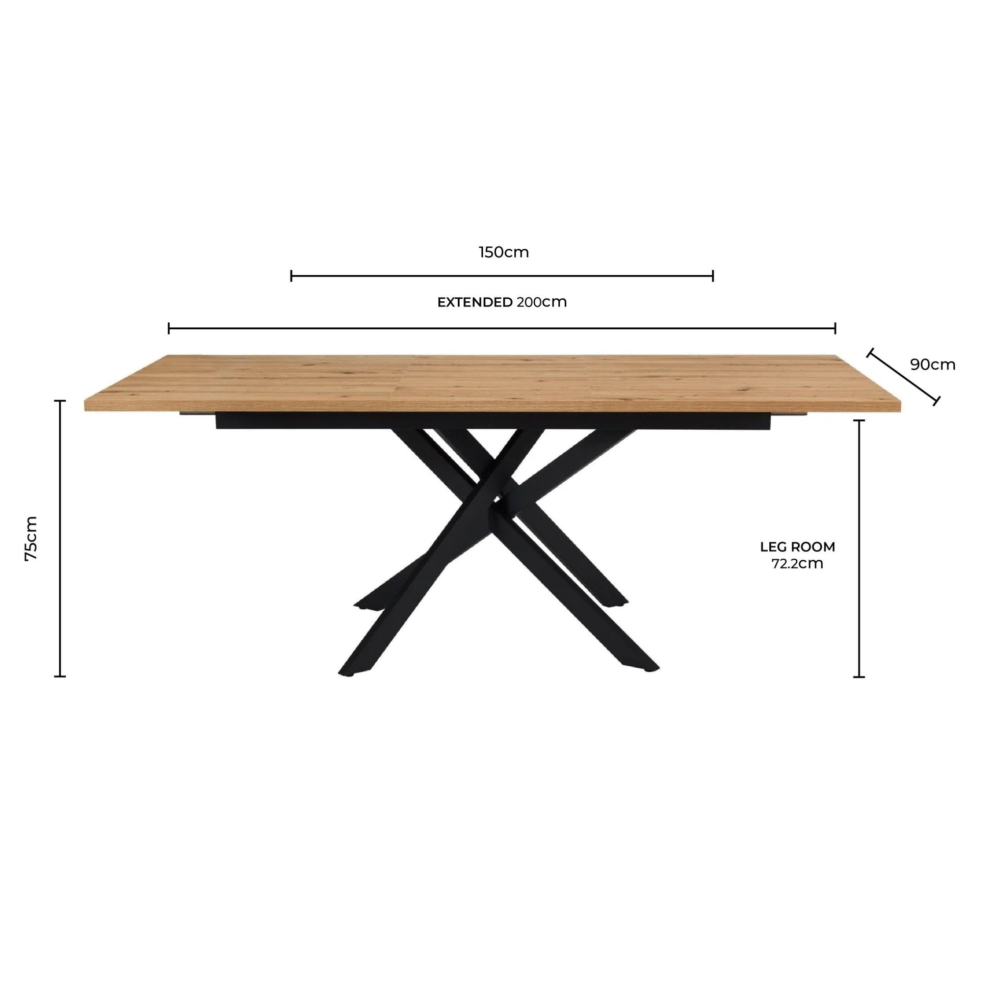 Brooke Rectangle Extendable 6 - 10 Seater Dining Table - Stone/Black - DUSK