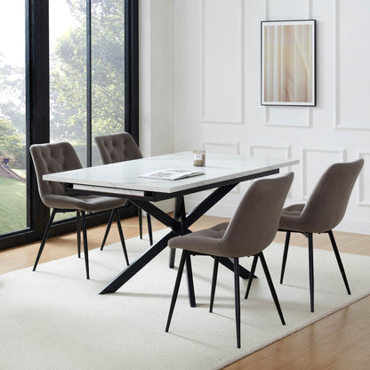 Brooke Rectangle Extendable 6 - 10 Seater Dining Table - Stone/Black - DUSK