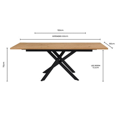 Brooke Rectangle Extendable 6 - 10 Seater Dining Table - Wood/Black - DUSK