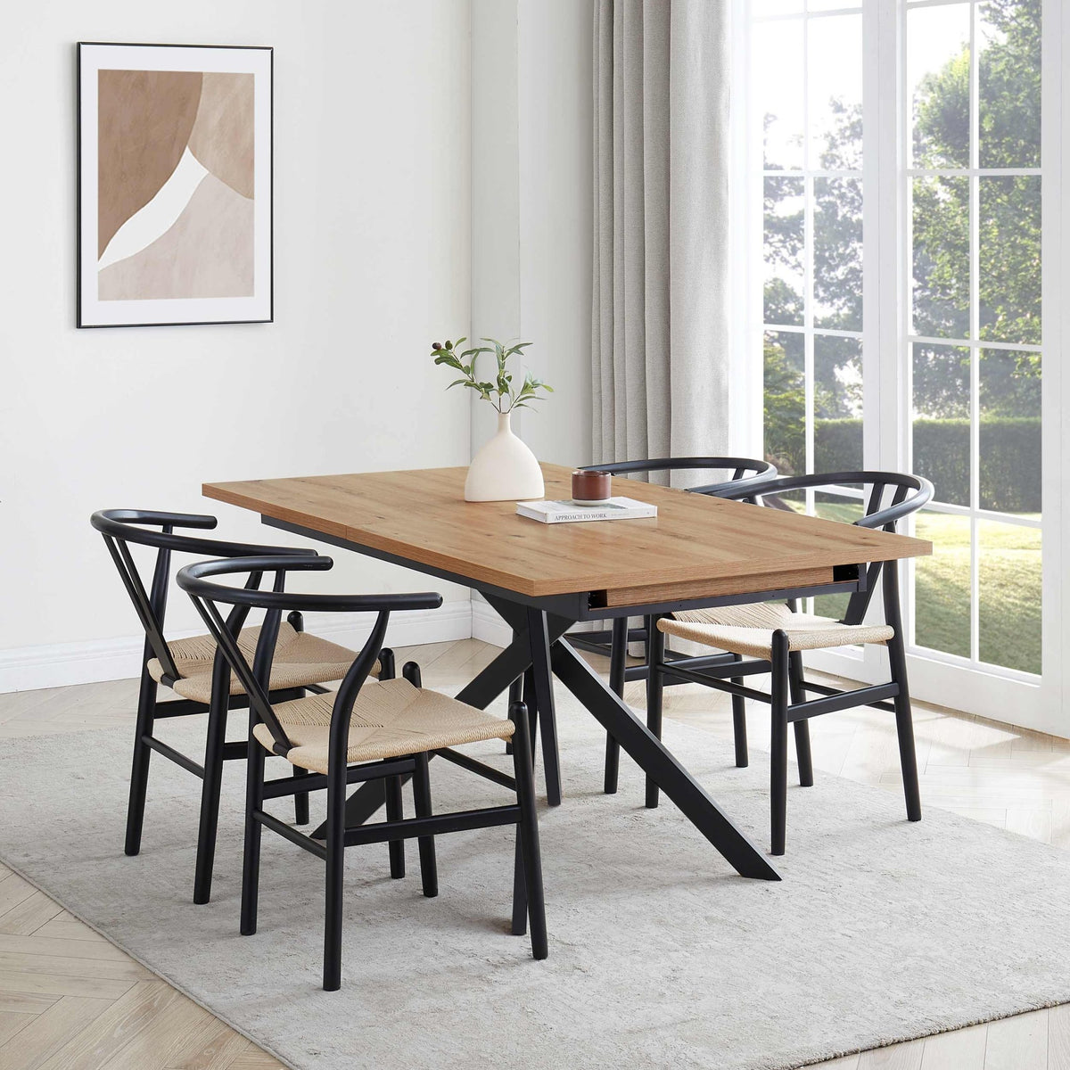 Brooke Rectangle Extendable 6-8 Seater Dining Table - Wood/Black - DUSK