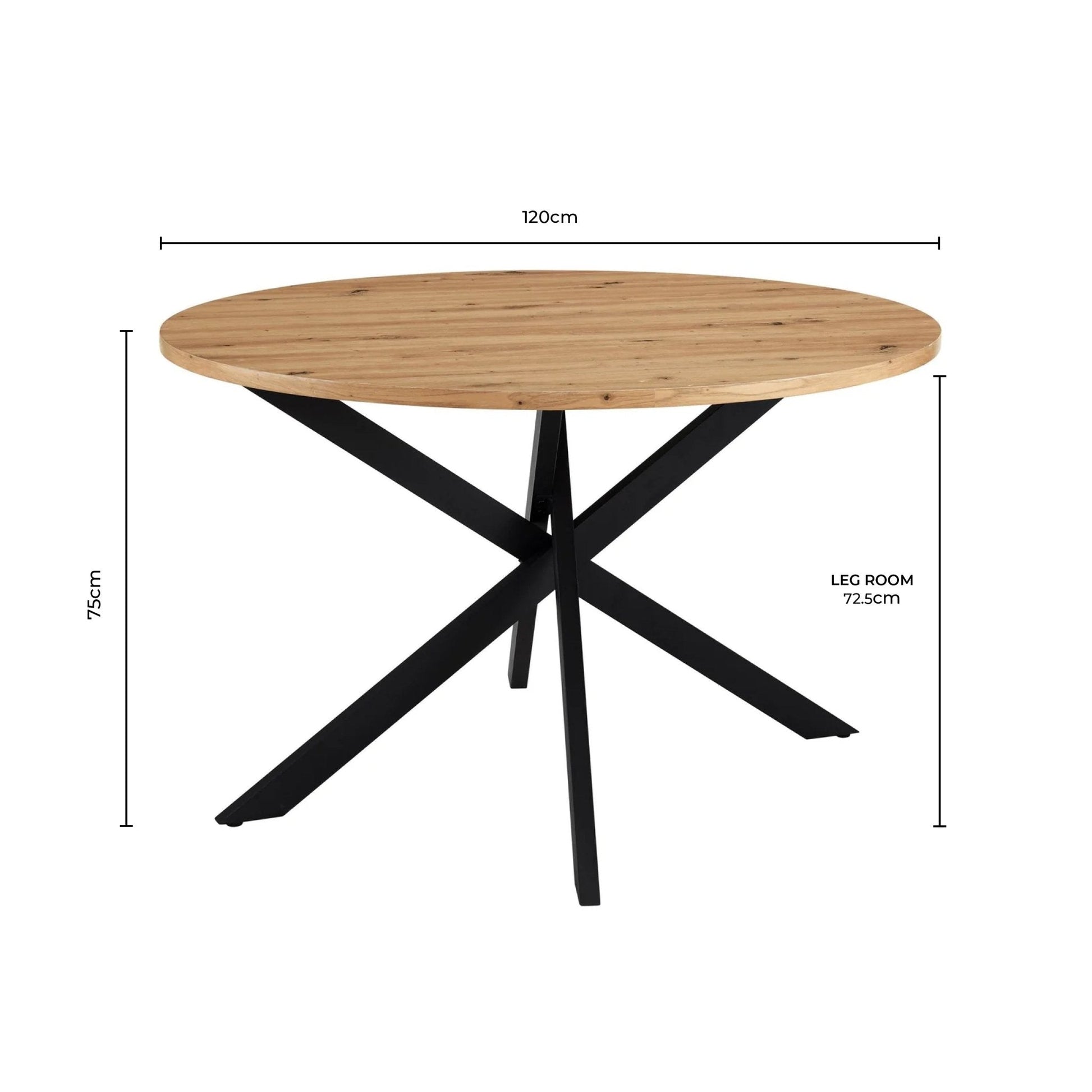 Brooke Round 4 - 6 Seater Dining Table - Black/Wood - DUSK
