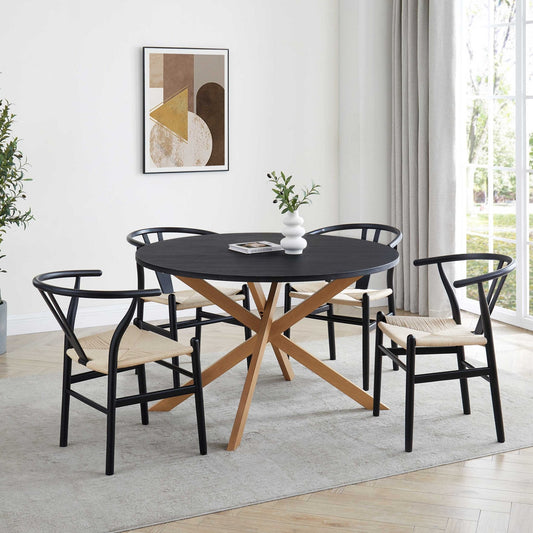 Brooke Round 4 - 6 Seater Dining Table - Black/Wood - DUSK