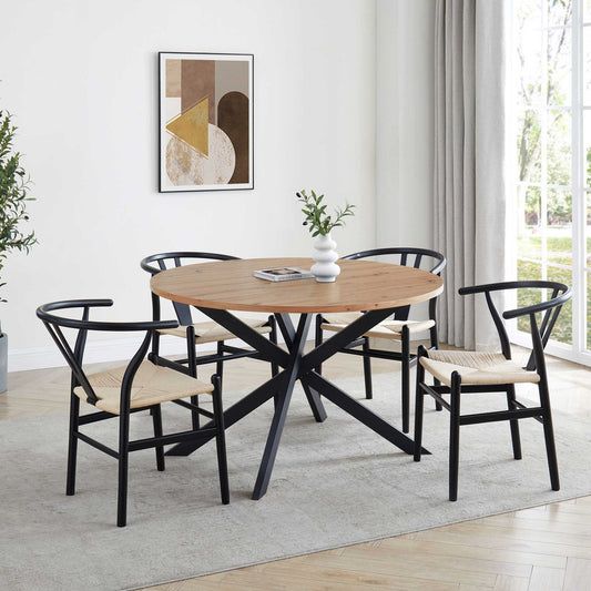 Brooke Round 4 - 6 Seater Dining Table - Wood/Black - DUSK