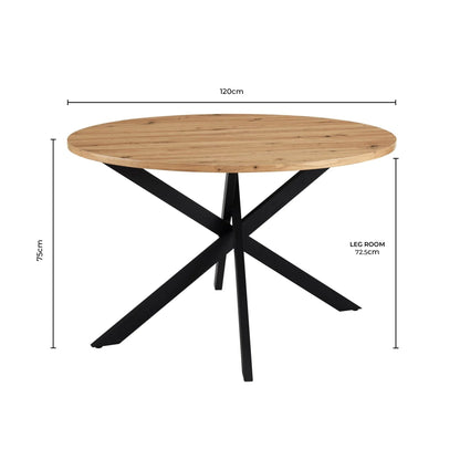 Brooke Round 4 - 6 Seater Dining Table - Wood/Black - DUSK