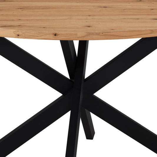 Brooke Round 4 - 6 Seater Dining Table - Wood/Black - DUSK