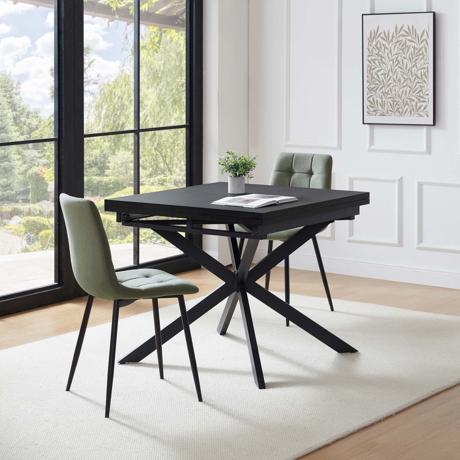 Brooke Square Extendable 4 - 8 Seater Dining Table - Black - DUSK