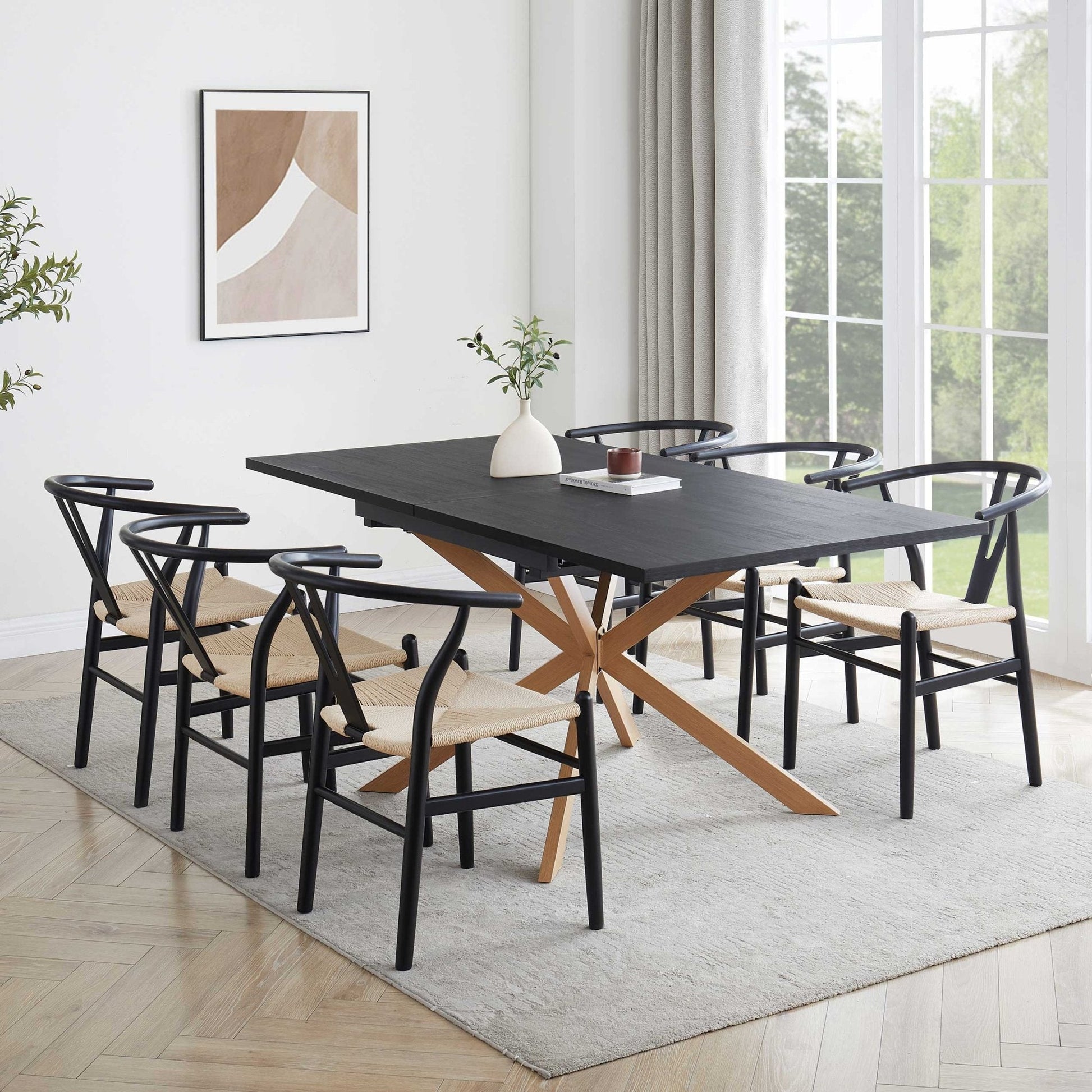 Brooke Square Extendable 4 - 8 Seater Dining Table - Black/Wood - DUSK