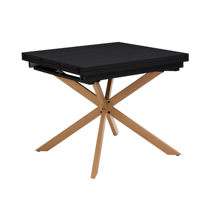 Brooke Square Extendable 4 - 8 Seater Dining Table - Black/Wood - DUSK