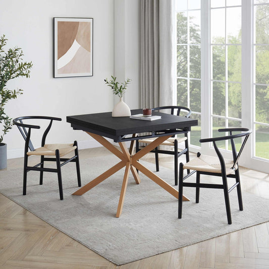 Brooke Square Extendable 4 - 8 Seater Dining Table - Black/Wood - DUSK