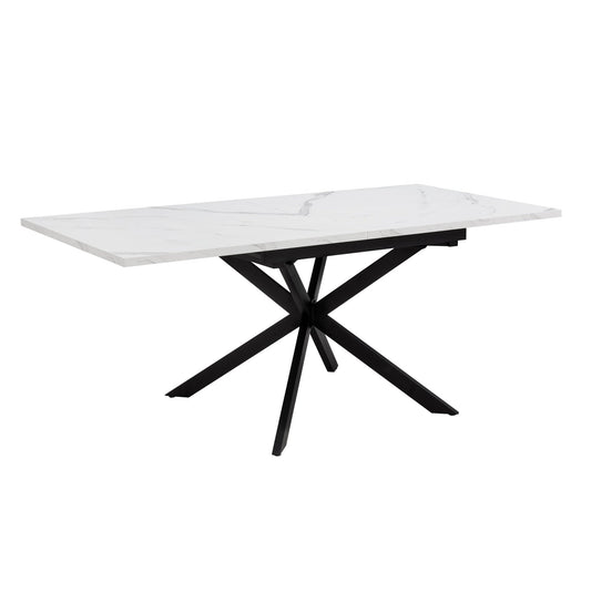 Brooke Square Extendable 4 - 8 Seater Dining Table - Stone/Black - DUSK