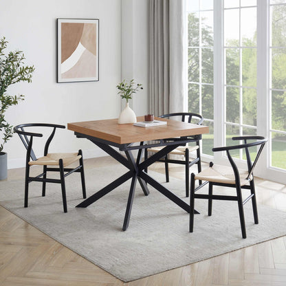 Brooke Square Extendable 4 - 8 Seater Dining Table - Wood/Black - DUSK